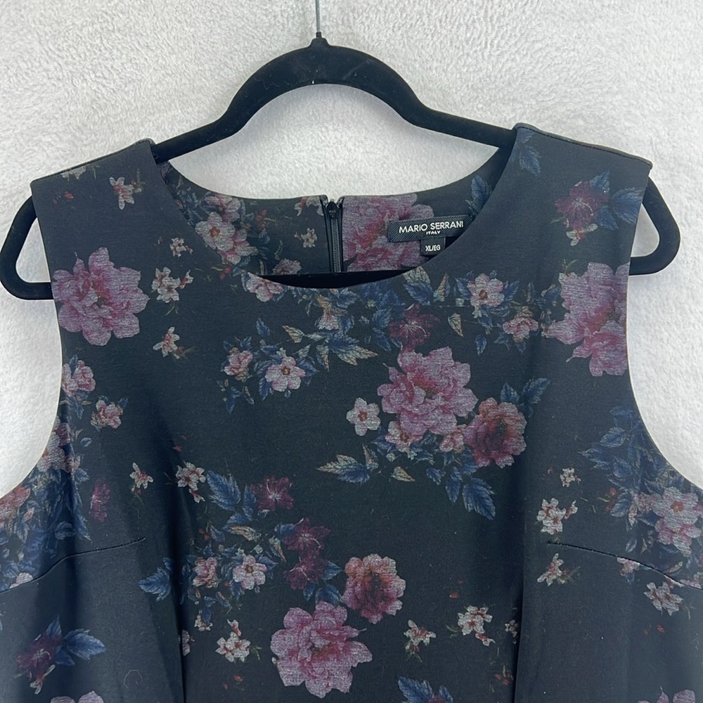 Mario Serrani Women’s Sheath Dress Size XL Black Knit W/Muted Floral Print NWT - Picture 3 of 11